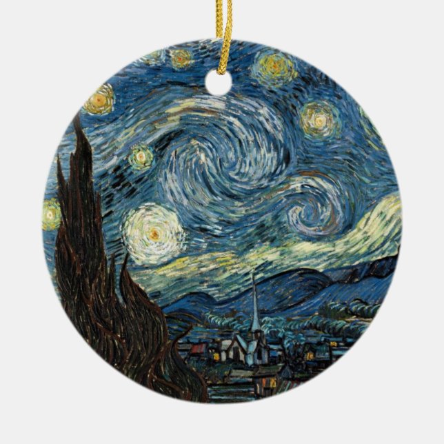 Van Gogh Starry Night Ceramic Ornament (Front)