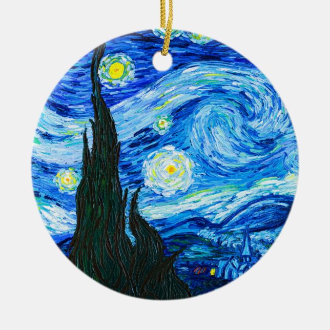 Van Gogh Starry Night Ceramic Ornament (Front)