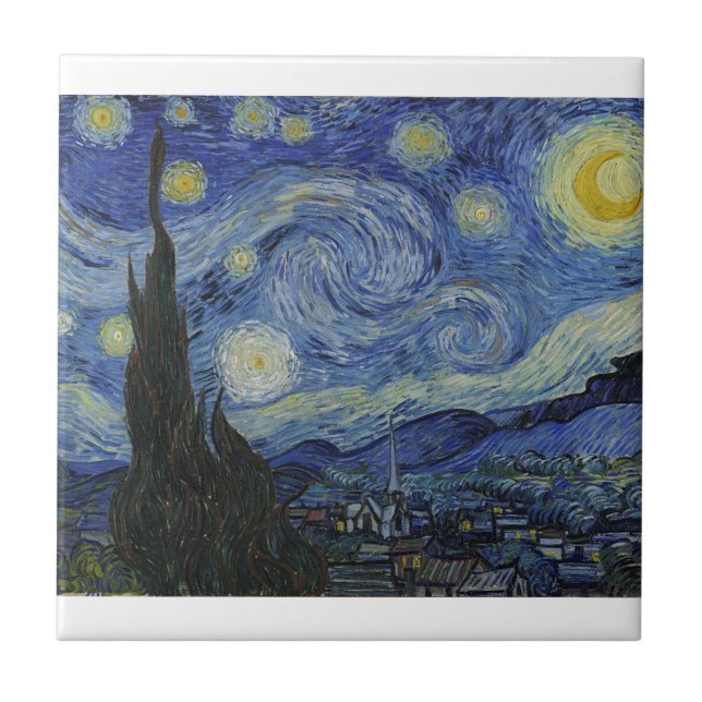 Van Gogh Starry Night Ceramic Tile (Front)