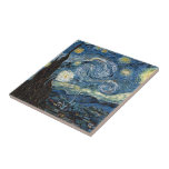 Van Gogh Starry Night Ceramic Tile<br><div class="desc">Vincent Van Gogh Starry Night masterpiece,  vintage artwork on modern day products from Zazilicious</div>