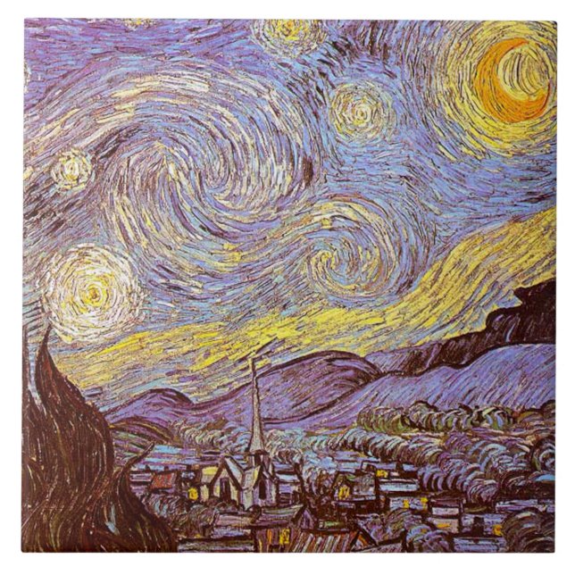 Van Gogh Starry Night Ceramics Tile (Front)