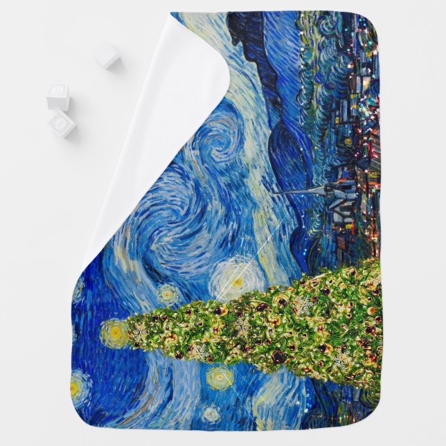 Van Gogh Starry Night - Christmas Tree Baby Bodysu Baby Blanket (In Situ)