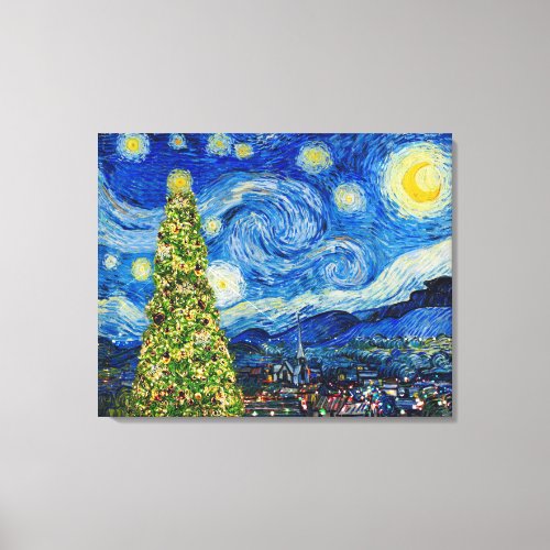 Van Gogh Starry Night _ Christmas Tree  Canvas Print