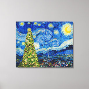 Van Gogh Starry Night - Christmas Tree Canvas Print