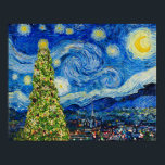 Van Gogh Starry Night - Christmas Tree Poster<br><div class="desc">This design features a christmas themed adoption of the classic oil painting "The Starry Night" by Vincent Van Gogh - the dutch painter widely considered as one of the greatest painters of all time.</div>