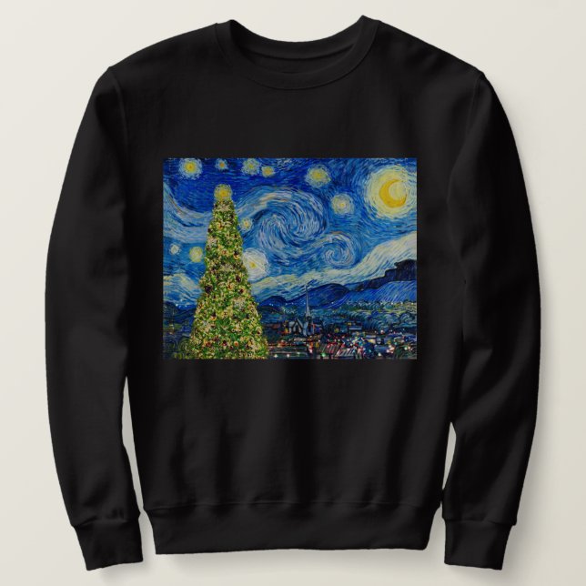 Van Gogh Starry Night - Christmas Tree Sweatshirt (Design Front)
