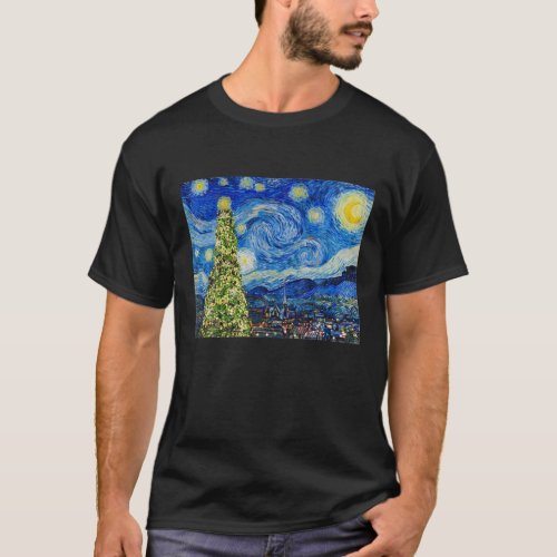 Van Gogh Starry Night _ Christmas Tree T_Shirt
