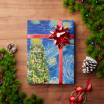 Van Gogh Starry Night - Christmas Tree Wrapping Paper<br><div class="desc">This design features a Christmas themed adoption of the classic oil painting "The Starry Night" by Vincent Van Gogh - the dutch painter widely considered as one of the greatest painters of all time.</div>