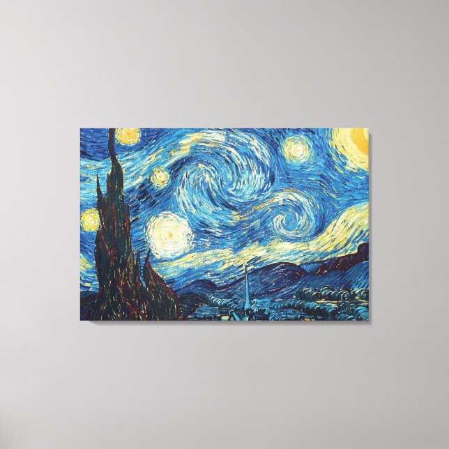 Van Gogh Starry Night Classic Impressionism Art Canvas Print (Front)