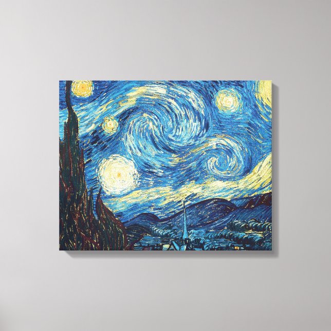 Van Gogh Starry Night Classic Impressionism Art Canvas Print (Front)