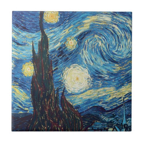 Van Gogh Starry Night Classic Impressionism Art Ceramic Tile