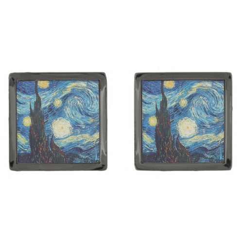 Van Gogh Starry Night Classic Impressionism Art Cufflinks