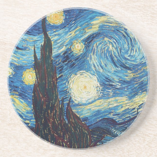 Van Gogh Starry Night Classic Impressionism Art Drink Coaster (Front)