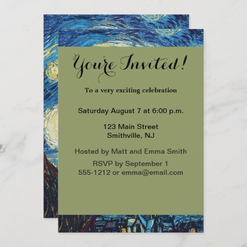 Van Gogh Starry Night Classic Impressionism Art Invitation