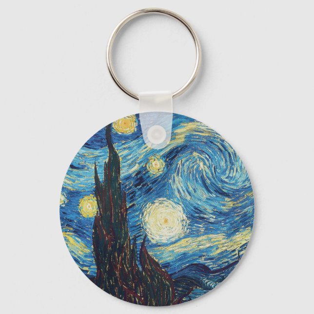 Van Gogh Starry Night Classic Impressionism Art Keychain (Front)
