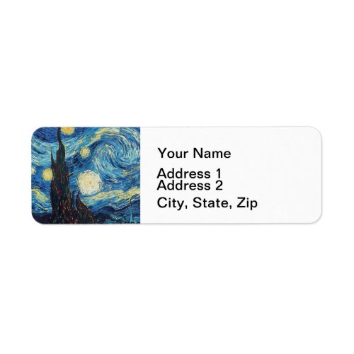 Van Gogh Starry Night Classic Impressionism Art Label