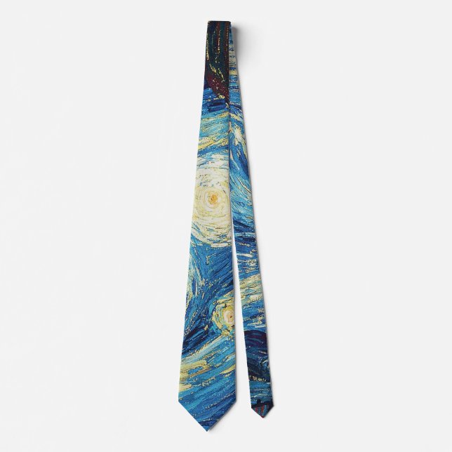 Van Gogh Starry Night Classic Impressionism Art Neck Tie (Front)