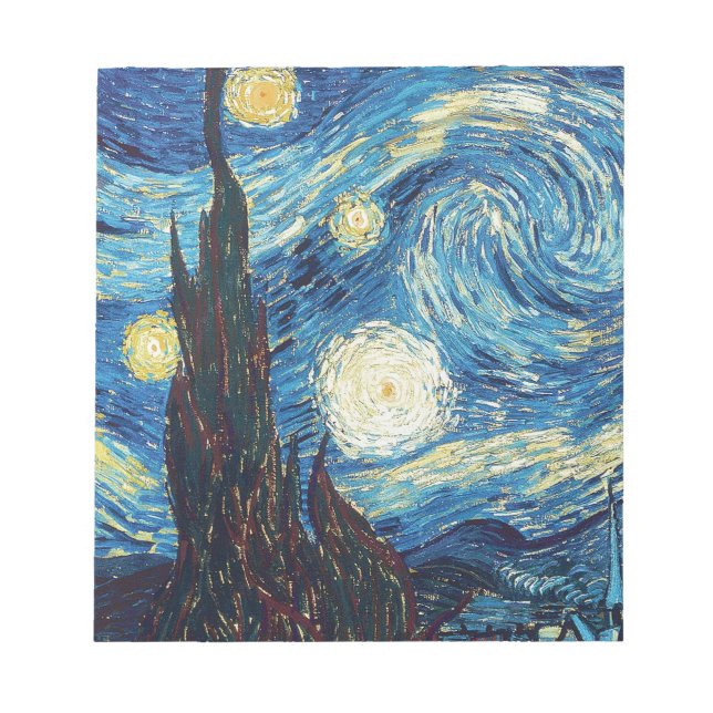 Van Gogh Starry Night Classic Impressionism Art Notepad (Front)