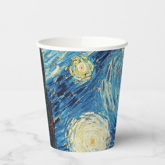 Van Gogh Starry Night Classic Impressionism Art Paper Cups (Left)