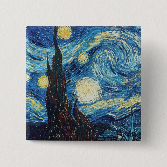 Van Gogh Starry Night Classic Impressionism Art Pinback Button (Front)