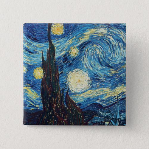 Van Gogh Starry Night Classic Impressionism Art Pinback Button