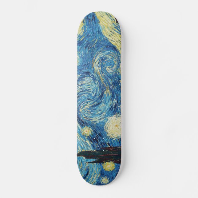 Van Gogh Starry Night Classic Impressionism Art Skateboard Deck (Front)