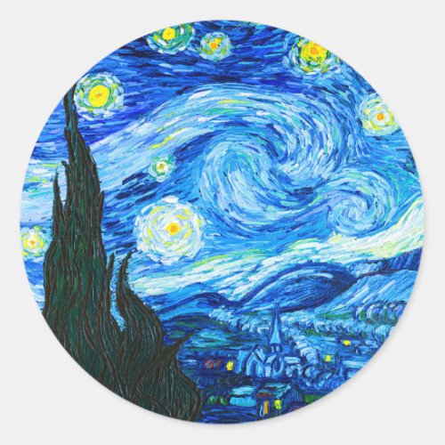 Van Gogh Starry Night Classic Round Sticker