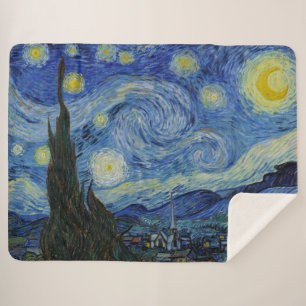 Van Gogh Starry Night Cozy Home Decor Holiday Gift Sherpa Blanket