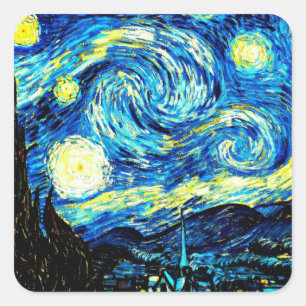 Van Gogh - Starry Night, famous painting Square Sticker