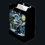 Van Gogh Starry Night Festive Christmas Black Cat  Medium Gift Bag<br><div class="desc">Van Gogh Starry Night Festive Christmas Black Cat Santa Hat</div>