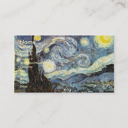 Customizable Van Gogh Starry Night (F612) Vintage Fine Art Business Cards