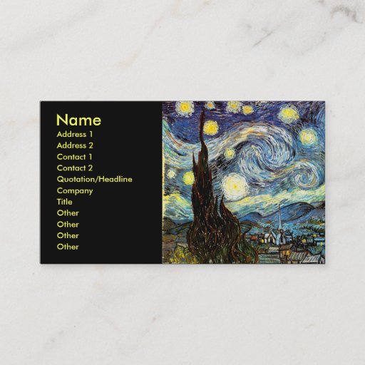 Customizable Van Gogh Starry Night (F612) Vintage Fine Art Business Cards