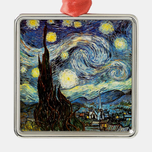 Van Gogh Starry Night Fine Art Metal Ornament (Front)