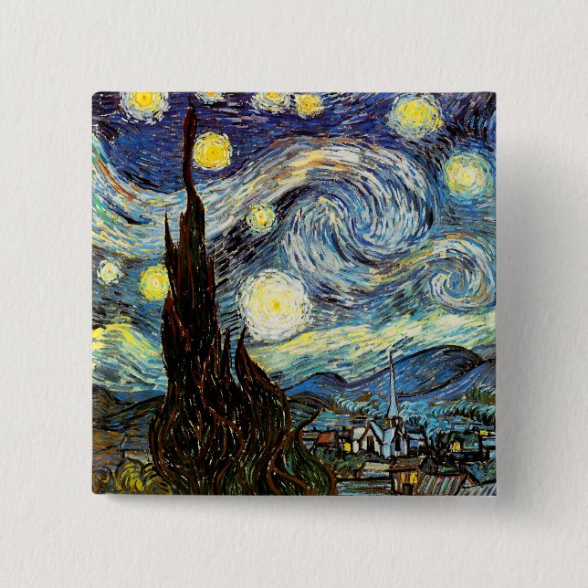 Van Gogh Starry Night Fine Art Pinback Button (Front)