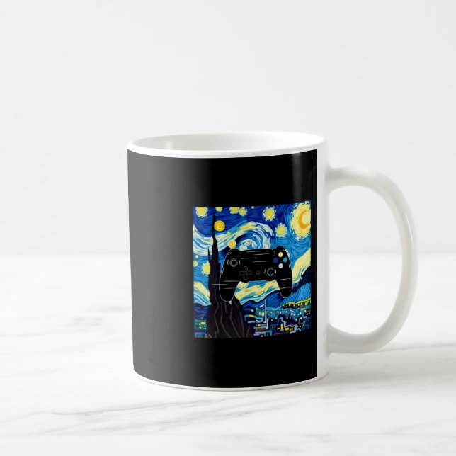 Van Gogh Starry Night Gamer Controller Kids Men Ga Coffee Mug (Right)