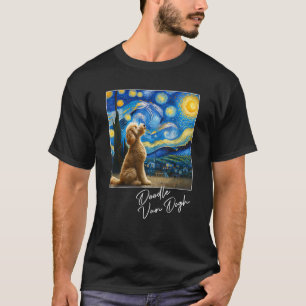 Van Gogh Starry Night Goldendoodle Dog Art Golden  T-Shirt