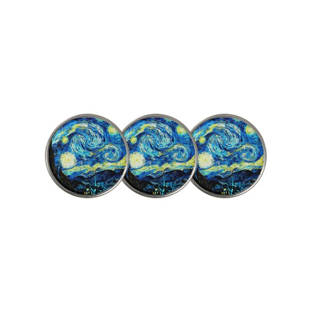 Van Gogh - Starry Night  Golf Ball Marker (3 Up)