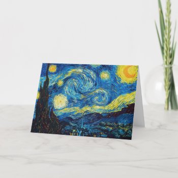 Van Gogh Starry Night Greeting Card by VintageSpot at Zazzle