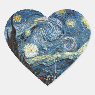Van Gogh Starry Night Heart Sticker