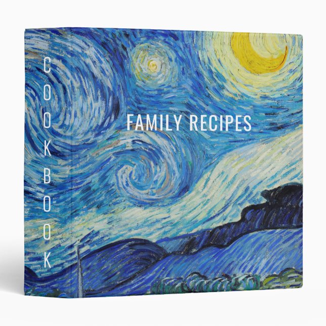 Van Gogh Starry Night. Impressionism cookbook 3 Ring Binder (Front/Spine)