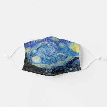 Van Gogh Starry Night. Impressionism Vintage Art Adult Cloth Face Mask by RemioniArt at Zazzle