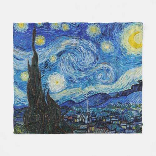 Van Gogh Starry Night Impressionism vintage art Fleece Blanket