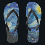 Van Gogh Starry Night. Impressionism vintage art Flip Flops<br><div class="desc">Van Gogh "The Starry Night" flip flops.</div>