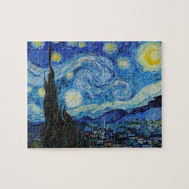 Van Gogh Starry Night. Impressionism vintage art Jigsaw Puzzle (Horizontal)