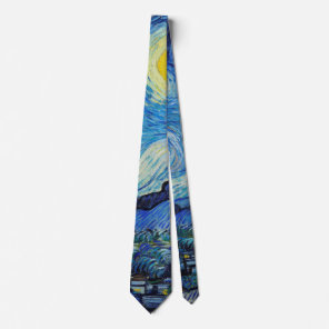 Van Gogh Starry Night. Impressionism vintage art Neck Tie