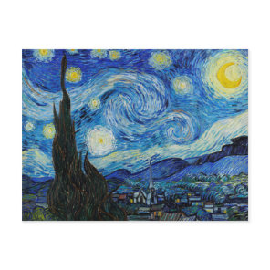 Van Gogh Starry Night. Impressionism vintage art Postcard