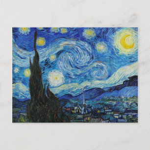 Van Gogh Starry Night. Impressionism vintage art Postcard