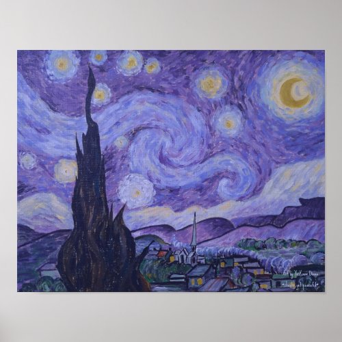 Van Gogh Starry Night in Purple Poster