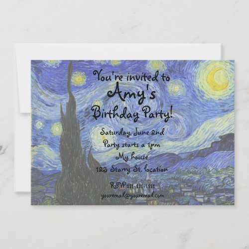 Van gogh starry night invitation