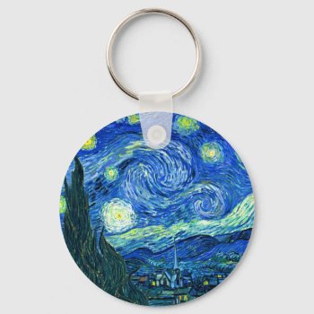 Van Gogh Starry Night Keychain by The_Masters at Zazzle